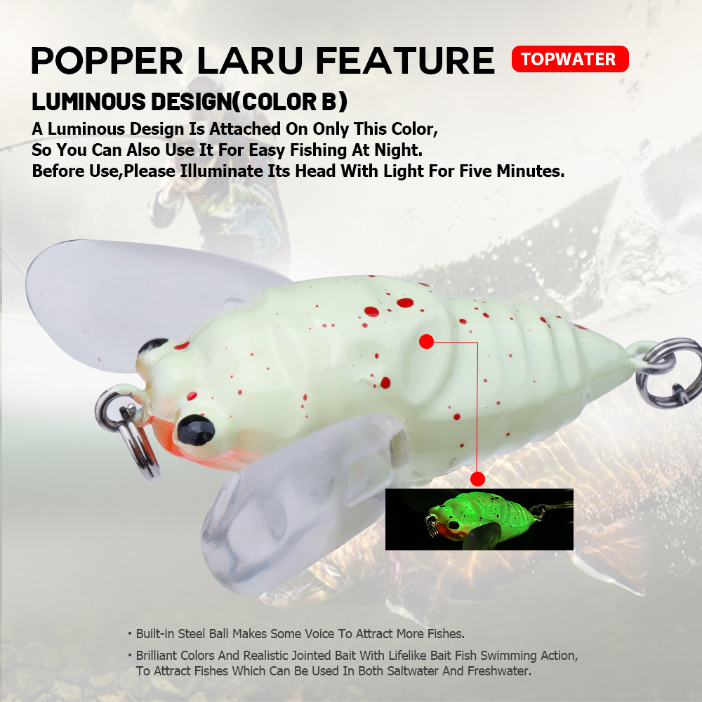 Agoie kanatları ile 6.5g 5cm T - Fishing Lure Topwater incelemesi ve fiyatı