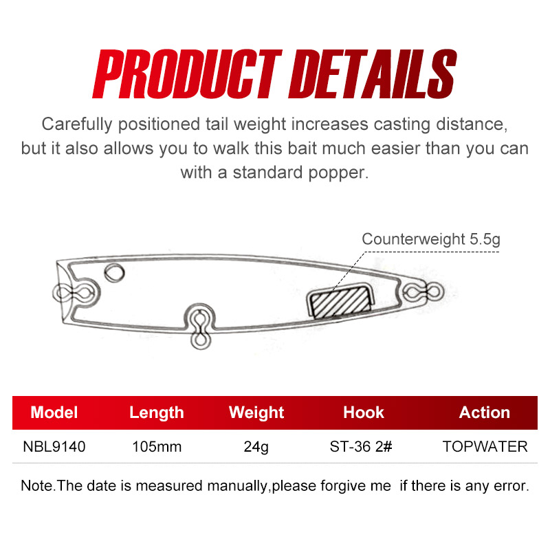 Noeby 105mm 24g Topwater Poppe - Fishing Lure Popper incelemesi ve fiyatı